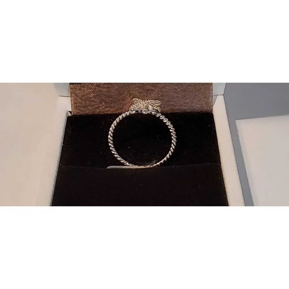 925 Sterling Silver Beaded Band Starfish Sealife Ring Sz 8